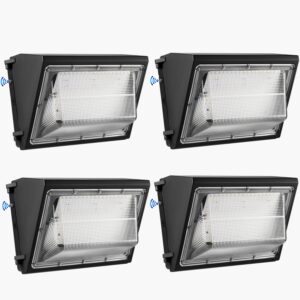 4pack dusk to dawn 150w led wall pack light fixture, 19500lm 800-1000w hps/hid equivalent, 5000k daylight commerical/industrial outdoor security lighting, etl for parking lot,warehouse,entrance