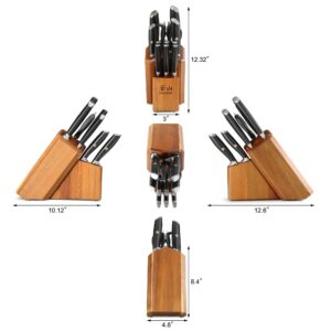 Cangshan L Series 12-Piece Knife Block Set with 6 Steak Knives, Forged German Steel, Acacia Block, Black, 1026061