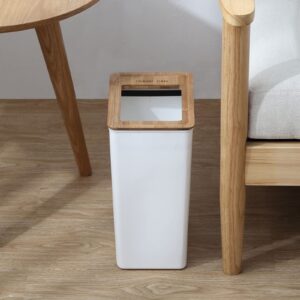 Dicunoy Plastic Slim Trash Can, 2.4 Gallon White Garbage Container, Little Wastebasket Garbage Bin for Bathroom, Living Room, Home, Kitchen, Office Hold Waste, Recycling