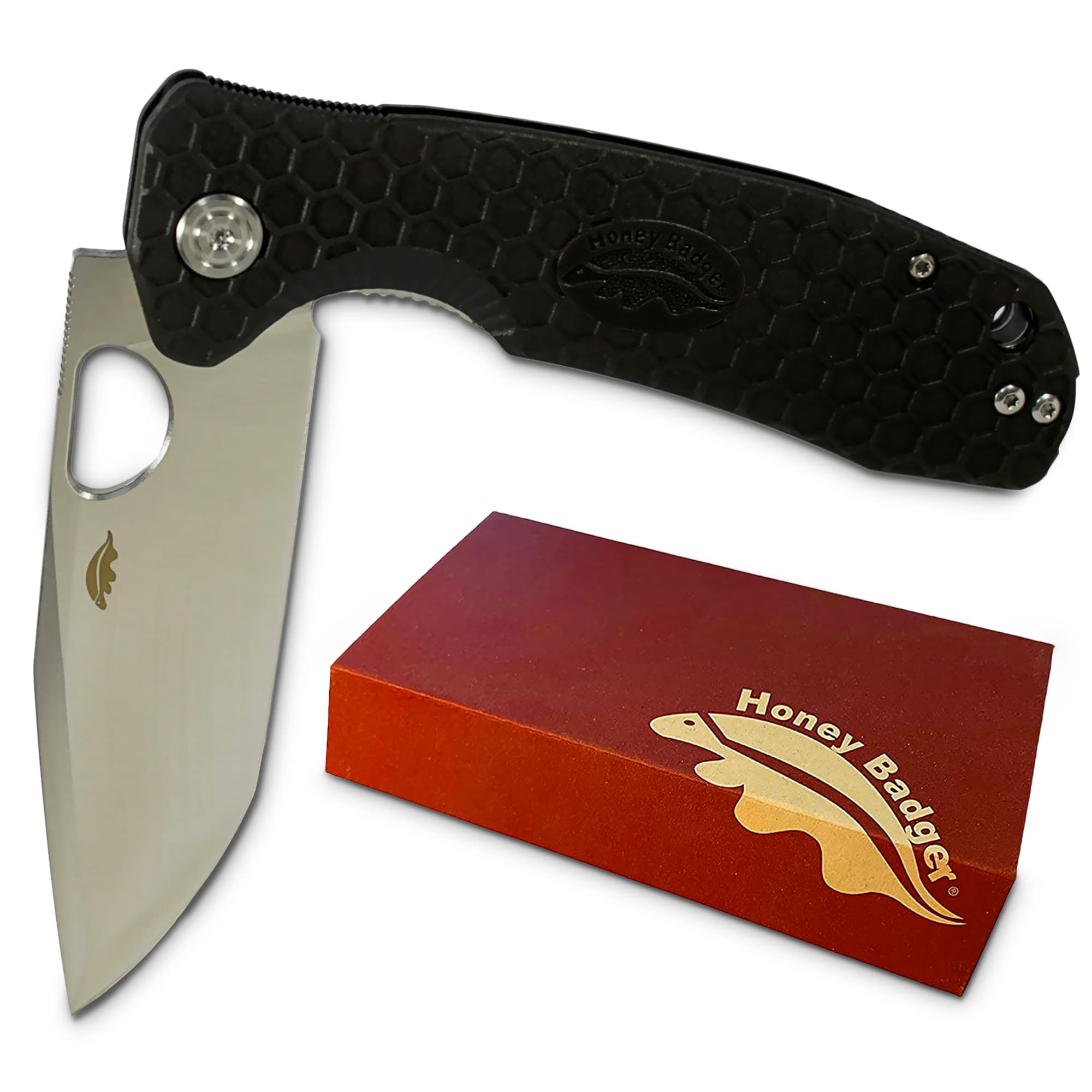 Honey Badger Tanto Pocket Knife for Men and Women - Folding Pocket Knife with Clip, Outdoor Camping Knife, Lightweight Pocket Knife, EDC Knife, and Reliable Folding Knife - Medium Black