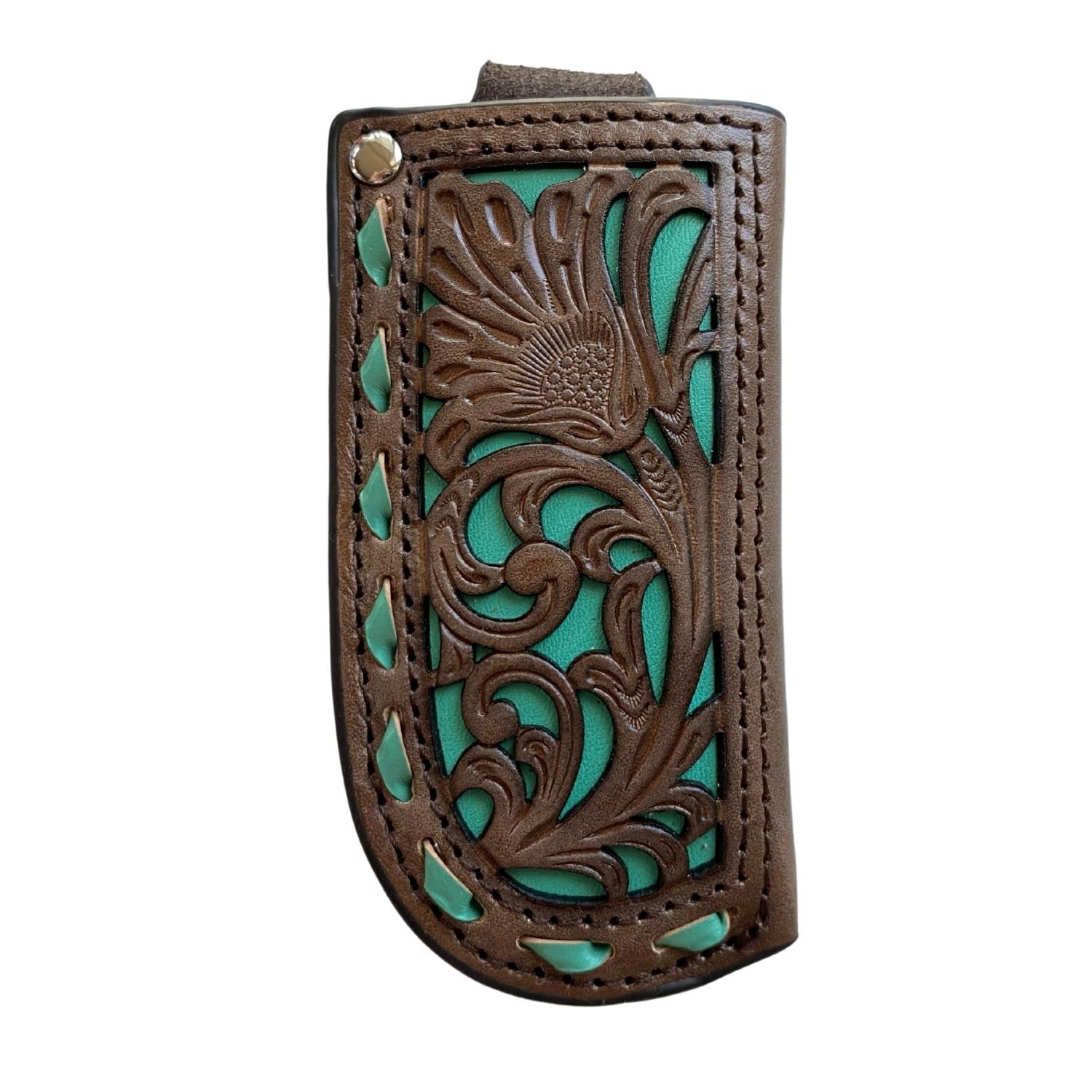 Nocona Leather Knife Sheath Turquoise Underlay