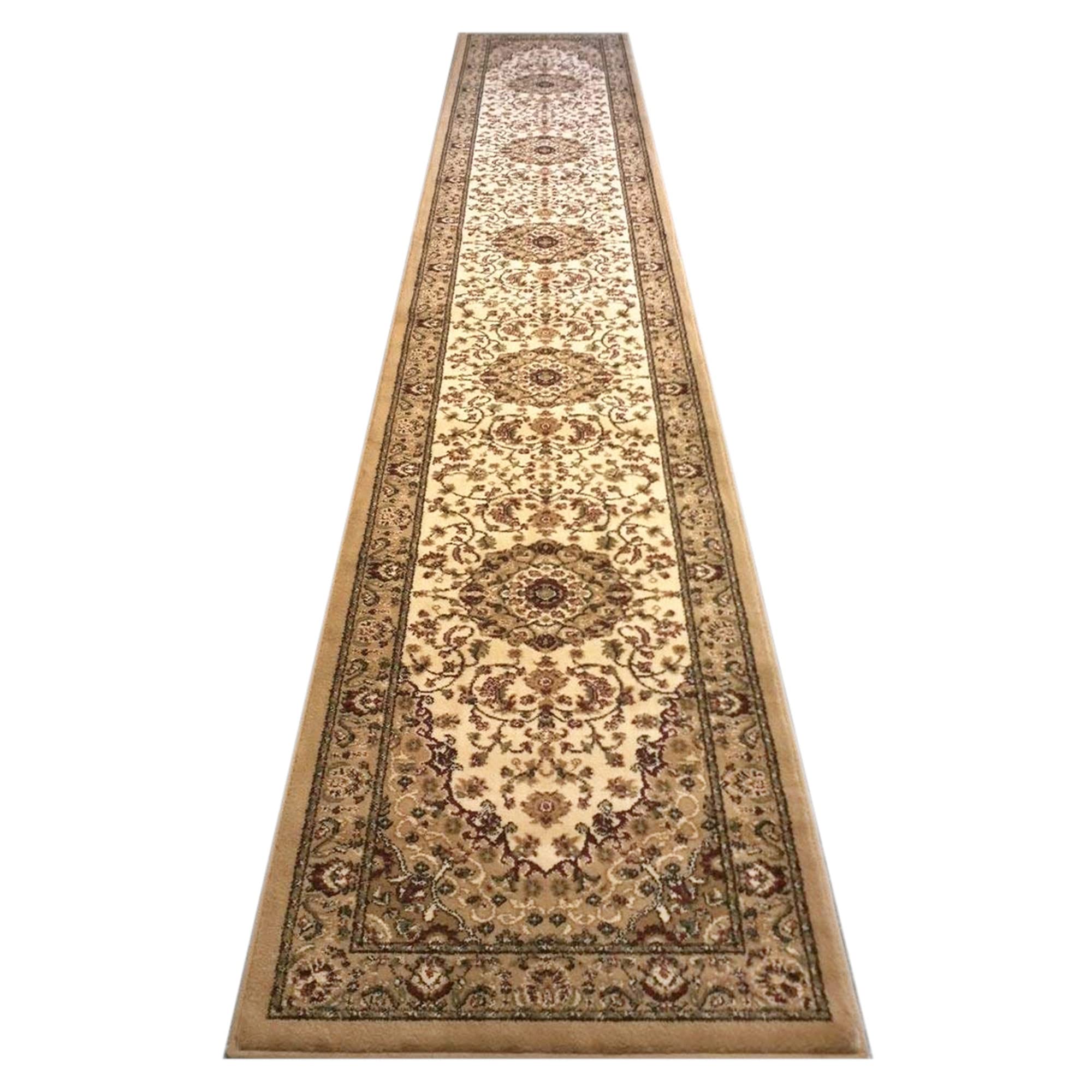 Flash Furniture Mersin Collection Persian Style Area Rug - Olefin Ivory Non-Shedding Fibers - 3' x 20' - Jute Backing - for Hallway, Entryway, Bedroom, Living Room