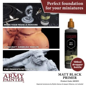 The Army Painter Warpaints Air Air Primer Matt Black 18ml Acrylic Paint for Airbrush, Wargaming and Modelling