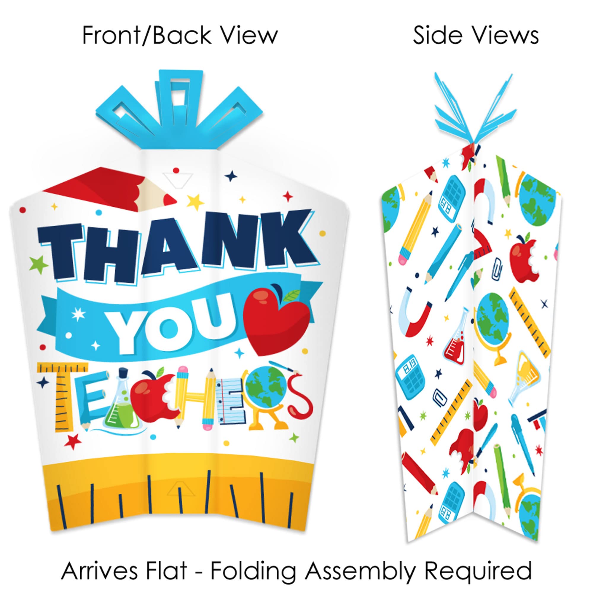 Big Dot of Happiness Thank You Teachers - Table Decorations - Teacher Appreciation Fold and Flare Centerpieces - 10 Count