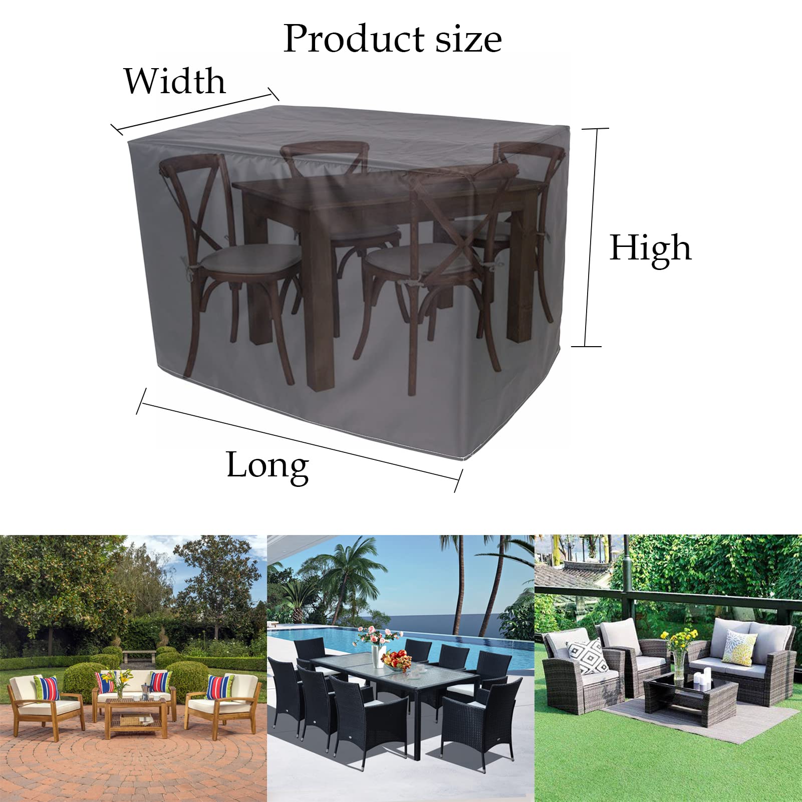 ZHANGY Garden Furniture Covers 61" x 37" x 27", Outdoor Patio Furniture Covers, Garden Furniture Covers Waterproof Rectangular, 420D Tear-Resistant DustProof Snowproof Cover, Black