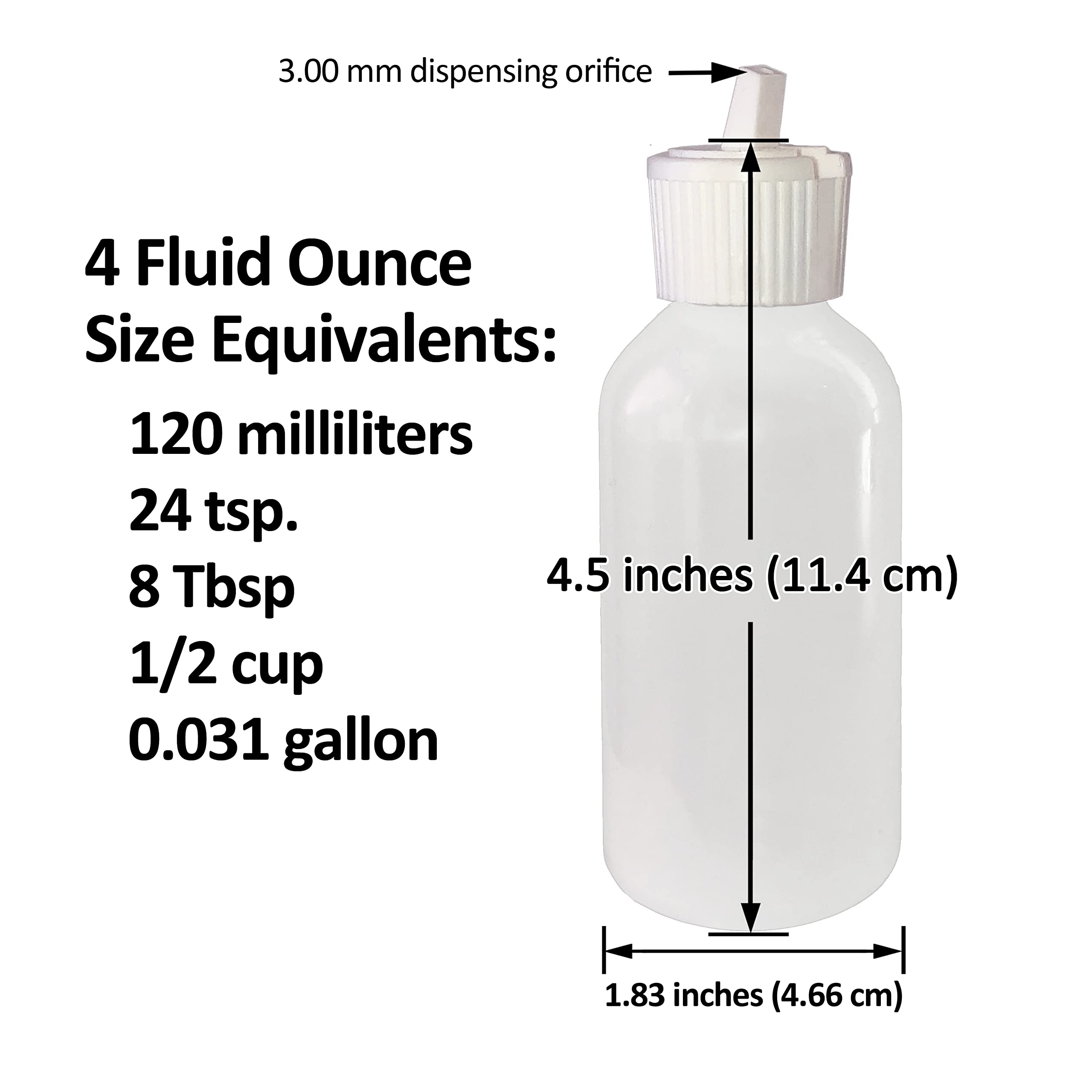 510 Central Boston Round Flip Top Pour Spout Cap 120mL (4oz, 2 Pack) LDPE Plastic Bottle Made In USA