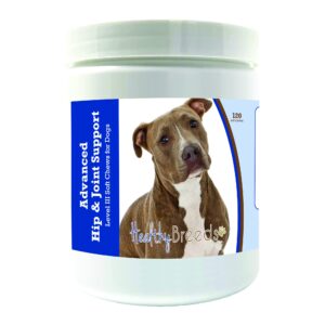 healthy breeds pit bull advanced hip & joint support level iii soft chews for dogs - promotes an active, comfortable life with glucosamine, chondroitin & green lipped mussel- 120 count