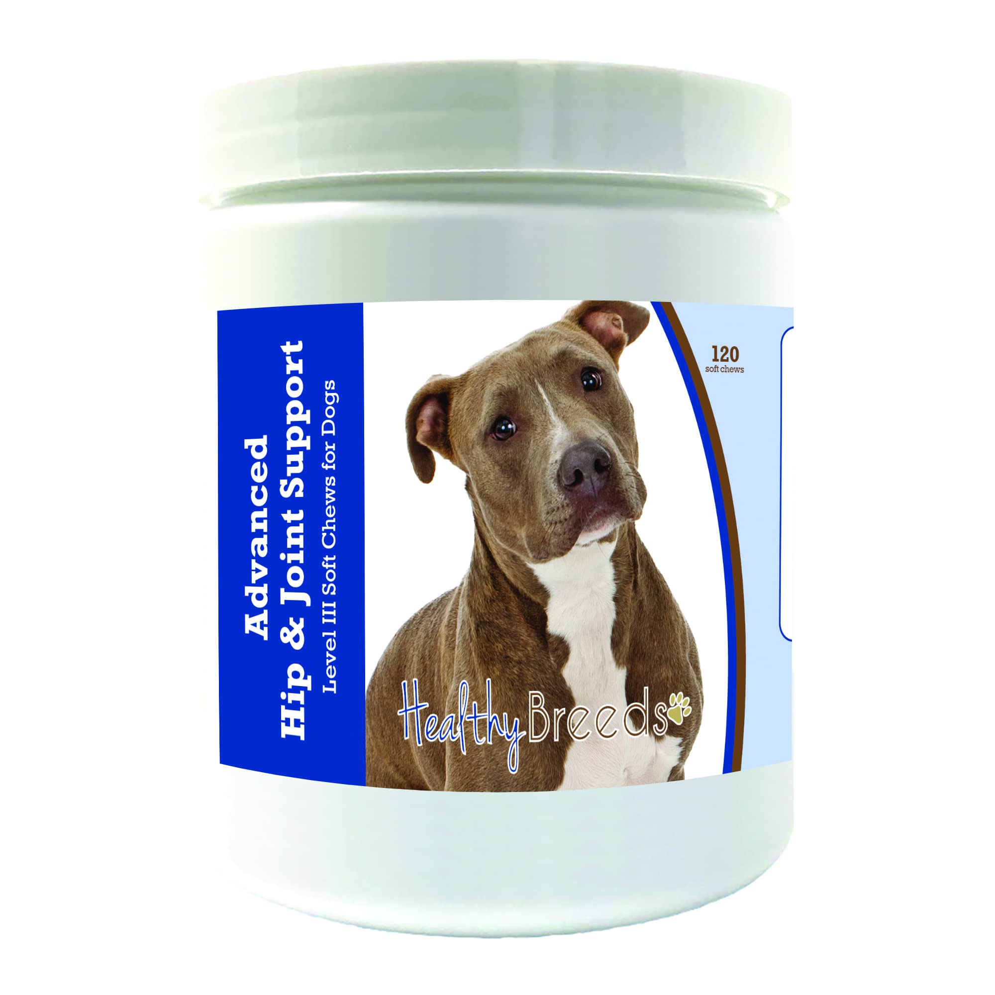 Healthy Breeds Pit Bull Advanced Hip & Joint Support Level III Soft Chews for Dogs - Promotes an Active, Comfortable Life with Glucosamine, Chondroitin & Green Lipped Mussel- 120 Count