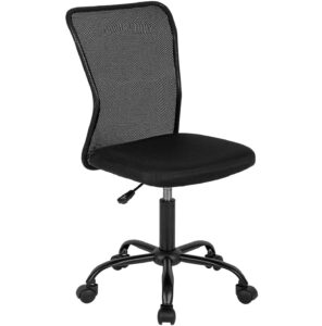 office chair ergonomic desk chair home mid back computer chair height adjustable task chair modern armless rolling swivel chair with back support mesh executive chair for women men, black