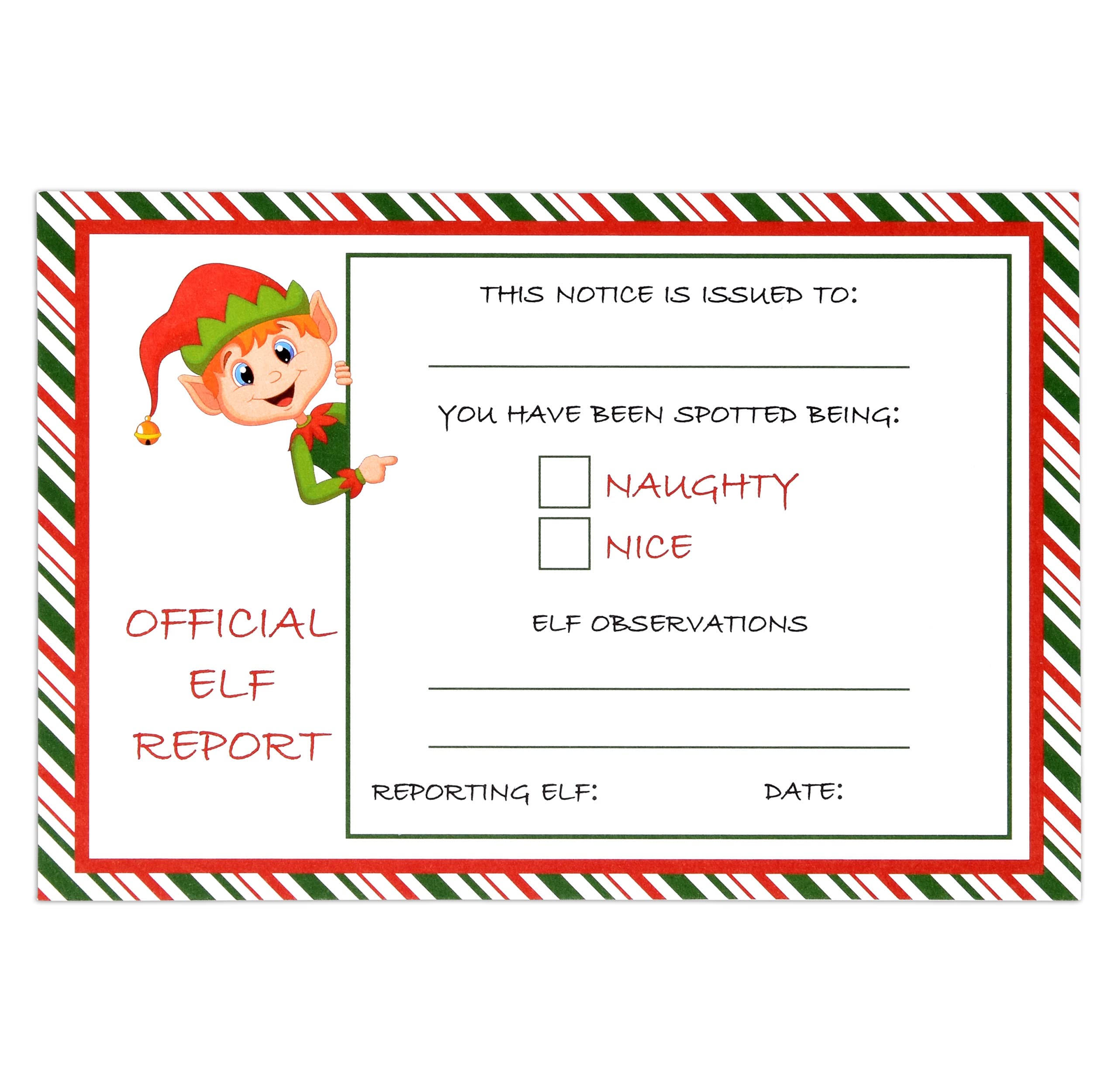 Gift Boutique 50 Elf Report Cards 4" x 6" Official Elves Report Notice Naughty or Nice Behavior Xmas Note Card Letter to Santa North Pole for Holiday Students & Kids Activities Stationery Set