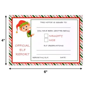 Gift Boutique 50 Elf Report Cards 4" x 6" Official Elves Report Notice Naughty or Nice Behavior Xmas Note Card Letter to Santa North Pole for Holiday Students & Kids Activities Stationery Set