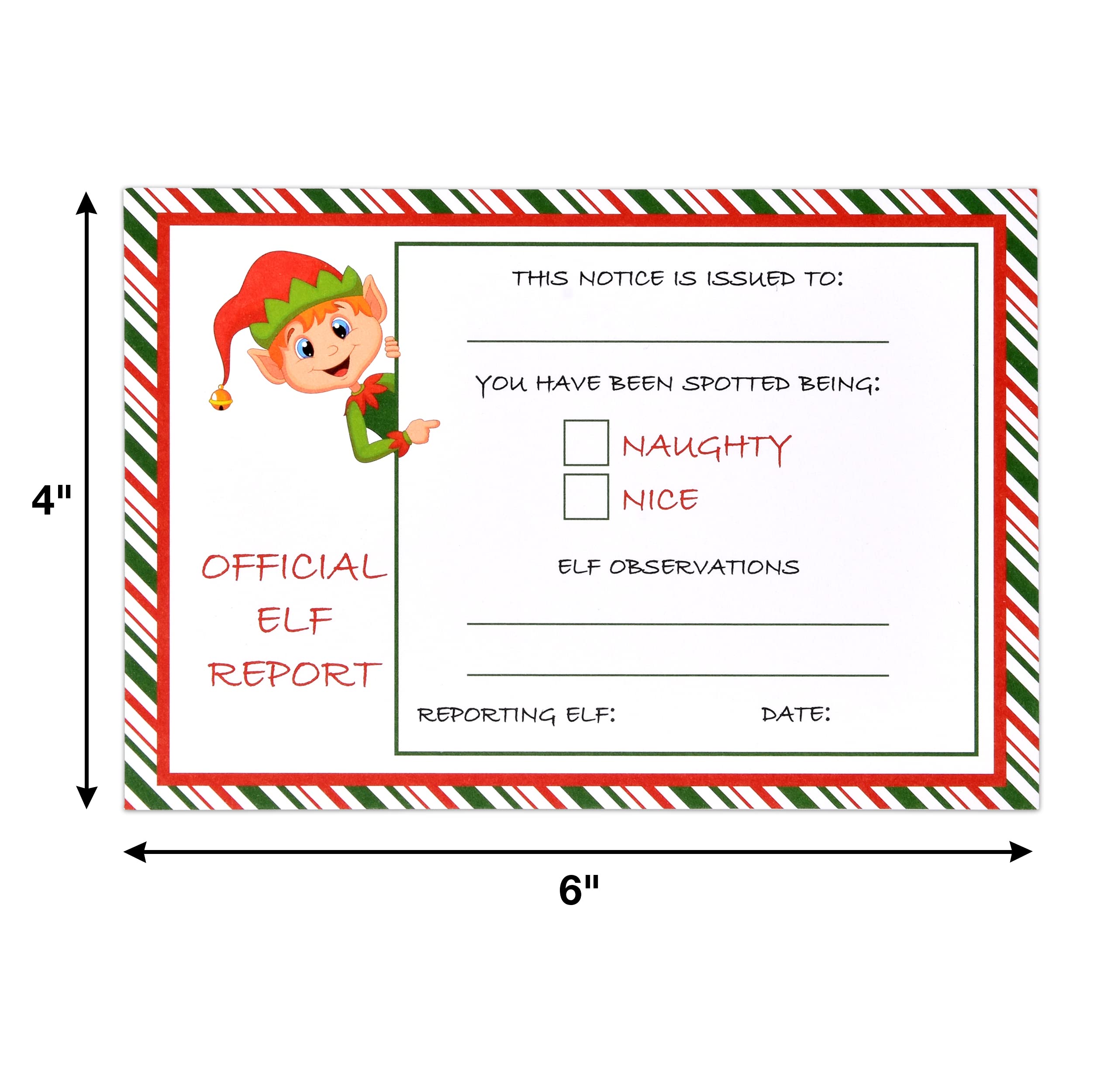 Gift Boutique 50 Elf Report Cards 4" x 6" Official Elves Report Notice Naughty or Nice Behavior Xmas Note Card Letter to Santa North Pole for Holiday Students & Kids Activities Stationery Set