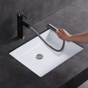 MEJE #T2014-19.5 Inch Rectangle Undermount Bathroom vessel Sink, Ceramic Lavatory Vanity Sink, White