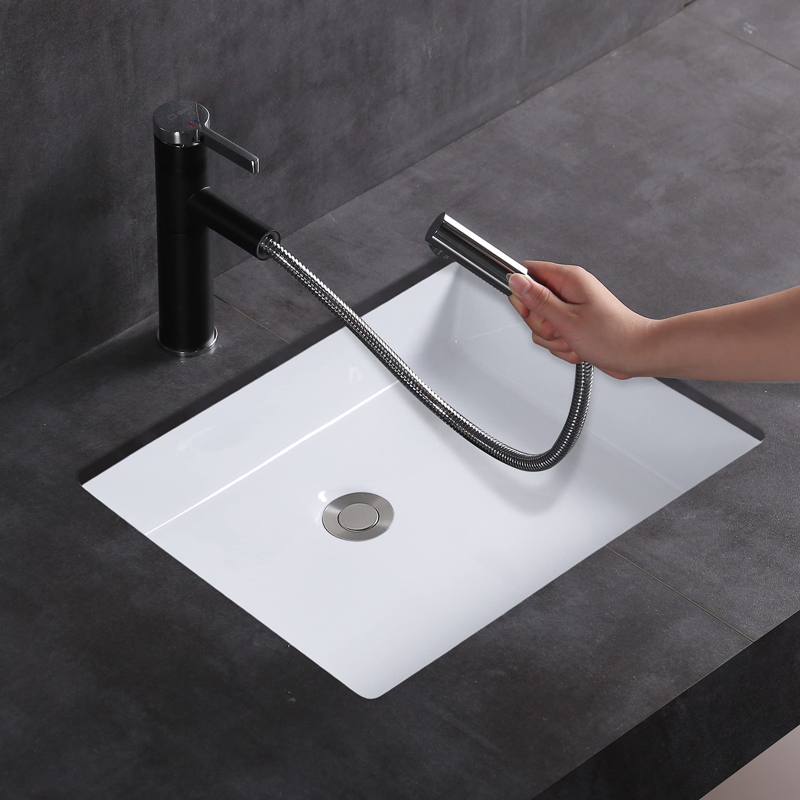 MEJE #T2014-19.5 Inch Rectangle Undermount Bathroom vessel Sink, Ceramic Lavatory Vanity Sink, White