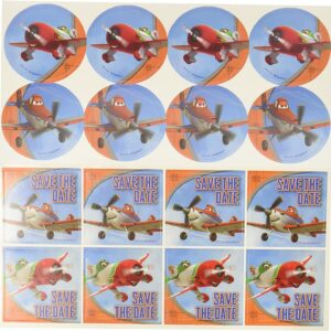 Unique Disney Planes Birthday Party Supplies Bundle Pack includes 16 Postcard Invitations, 16 Envelopes, 16 Seals, 16 Save the Date Stickers