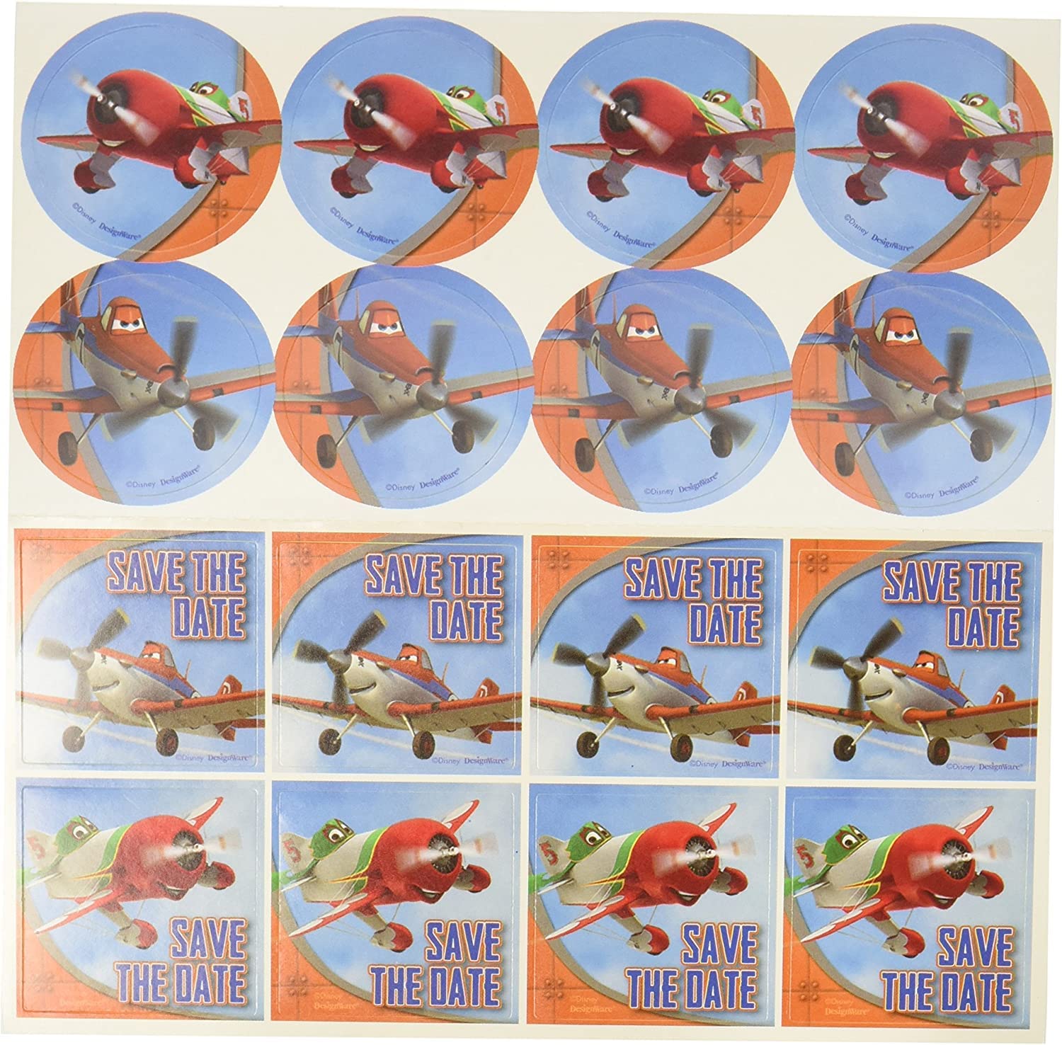 Unique Disney Planes Birthday Party Supplies Bundle Pack includes 16 Postcard Invitations, 16 Envelopes, 16 Seals, 16 Save the Date Stickers