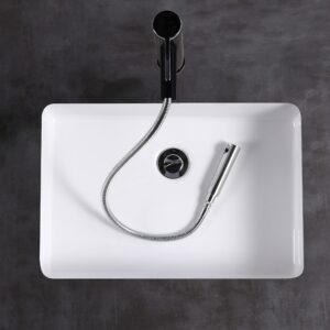 MEJE #T2014-19.5 Inch Rectangle Undermount Bathroom vessel Sink, Ceramic Lavatory Vanity Sink, White