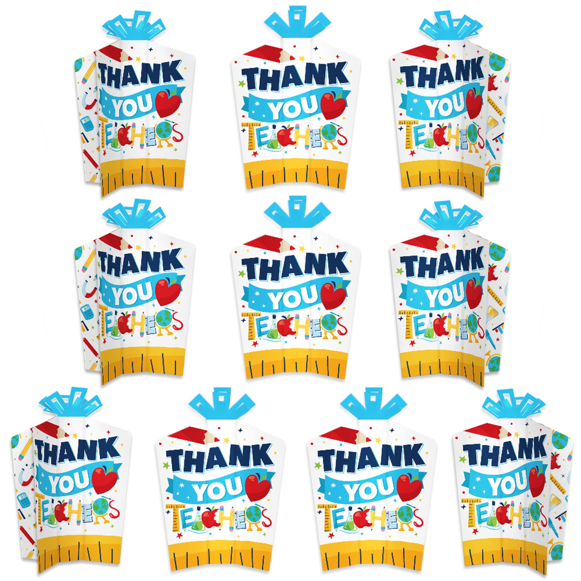 Big Dot of Happiness Thank You Teachers - Table Decorations - Teacher Appreciation Fold and Flare Centerpieces - 10 Count