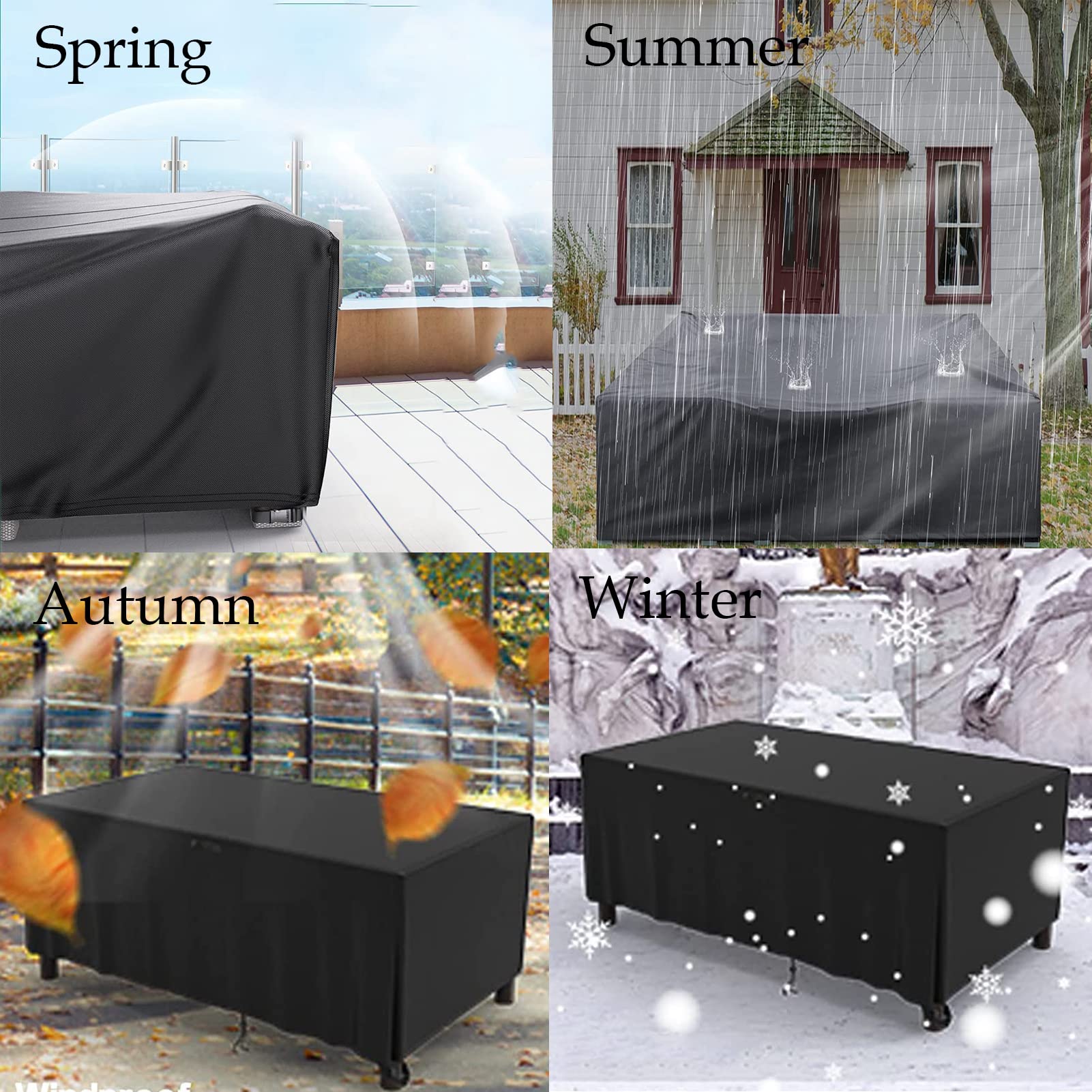 ZHANGY Garden Furniture Covers 61" x 37" x 27", Outdoor Patio Furniture Covers, Garden Furniture Covers Waterproof Rectangular, 420D Tear-Resistant DustProof Snowproof Cover, Black