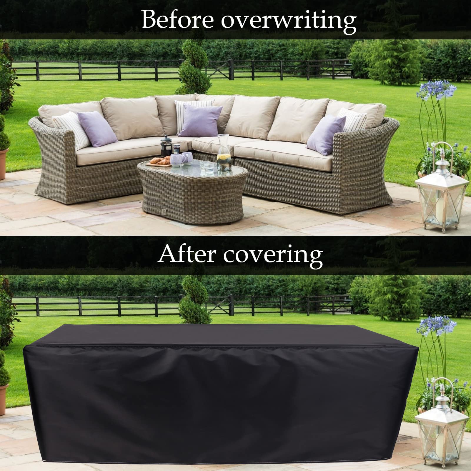 ZHANGY Garden Furniture Covers 61" x 37" x 27", Outdoor Patio Furniture Covers, Garden Furniture Covers Waterproof Rectangular, 420D Tear-Resistant DustProof Snowproof Cover, Black