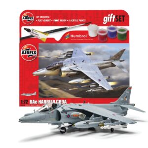 airfix model airplane kit gift set - a55300a bae harrier gr.9a, plastic plane model kits for adults & kids 14+, skill level 2, 1:72 scale ww2 military aircraft models - real aeroplane models