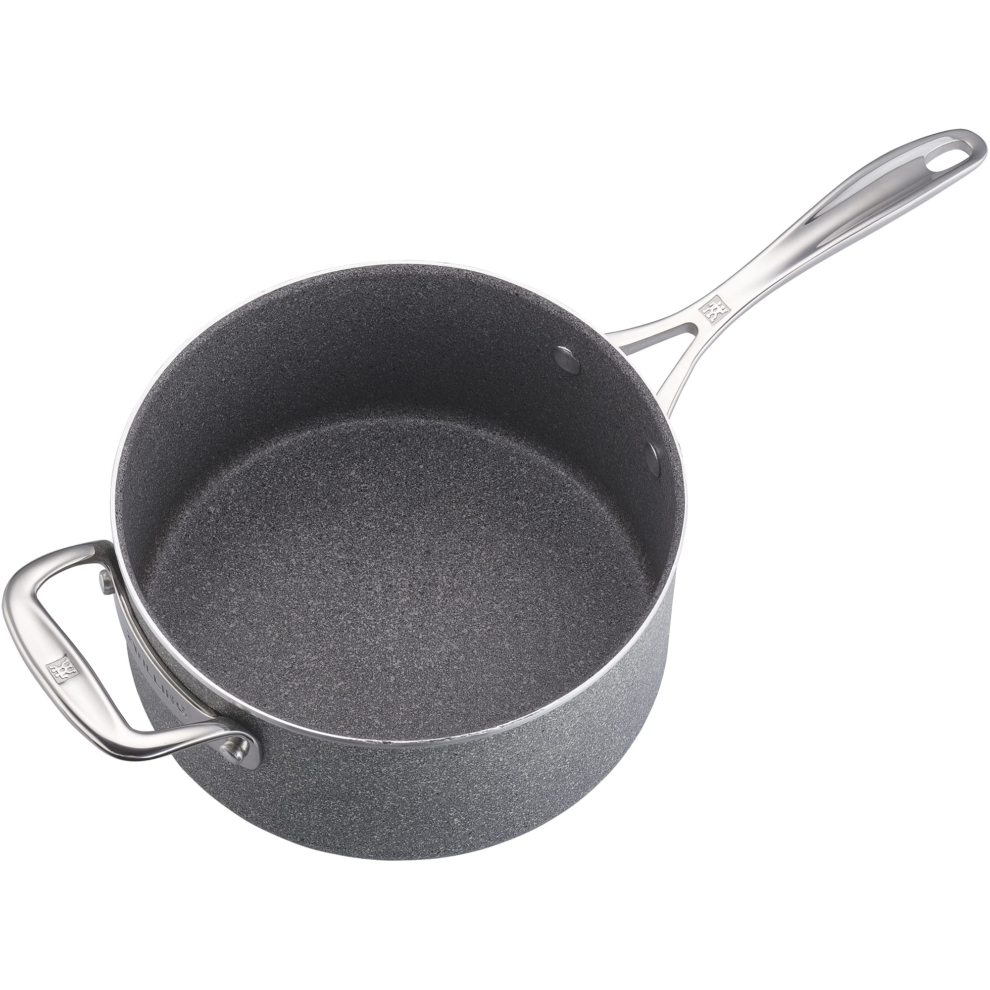 ZWILLING Vitale 4-qt Nonstick Saucepan with Handle helper and Lid, Aluminum, Scratch Resistant, Made in Italy, Gray