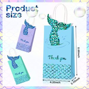 Sabary 18 Pcs Mermaid Party Favor Bags Mermaid Gift Goodie Bags Mermaid Treat Bags Paper Candy Bags with Handles for Girls Mermaid Birthday Baby Shower Little Decorations