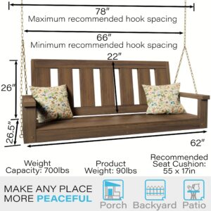 Porchgate Amish Heavy Duty 700 Lb Ardmore Porch Swing W/Chains (5 Foot, Warm Walnut Stain)