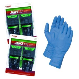 jt eaton jawz mouse traps latex free glove bundle for use with solid or liquid baits - j&l supply