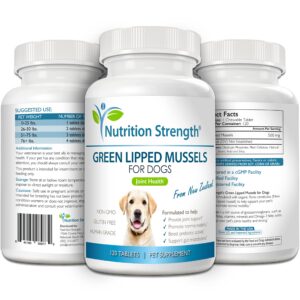 Nutrition Strength Green Lipped Mussels for Dogs for Joint Support & Inflammatory Relief, Promote Normal Mobility & Flexibility, Boost Prebiotic Activity, Support Gut Microbiome, 120 Chewable Tablets