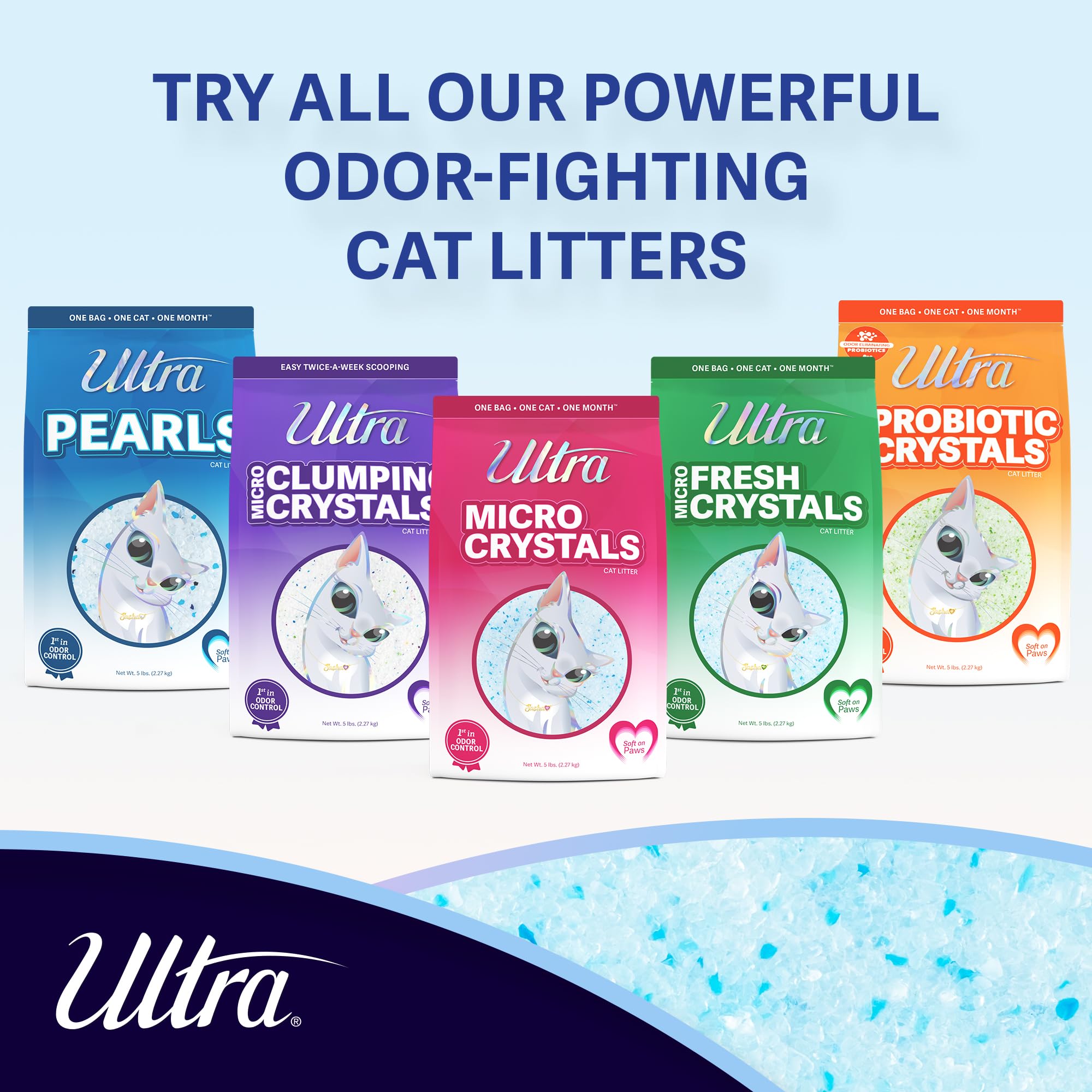 Ultra Fresh Scented Micro Crystals Premium Cat Litter - 99.9% Dust Free, Soft on Paws - 5 Lbs.