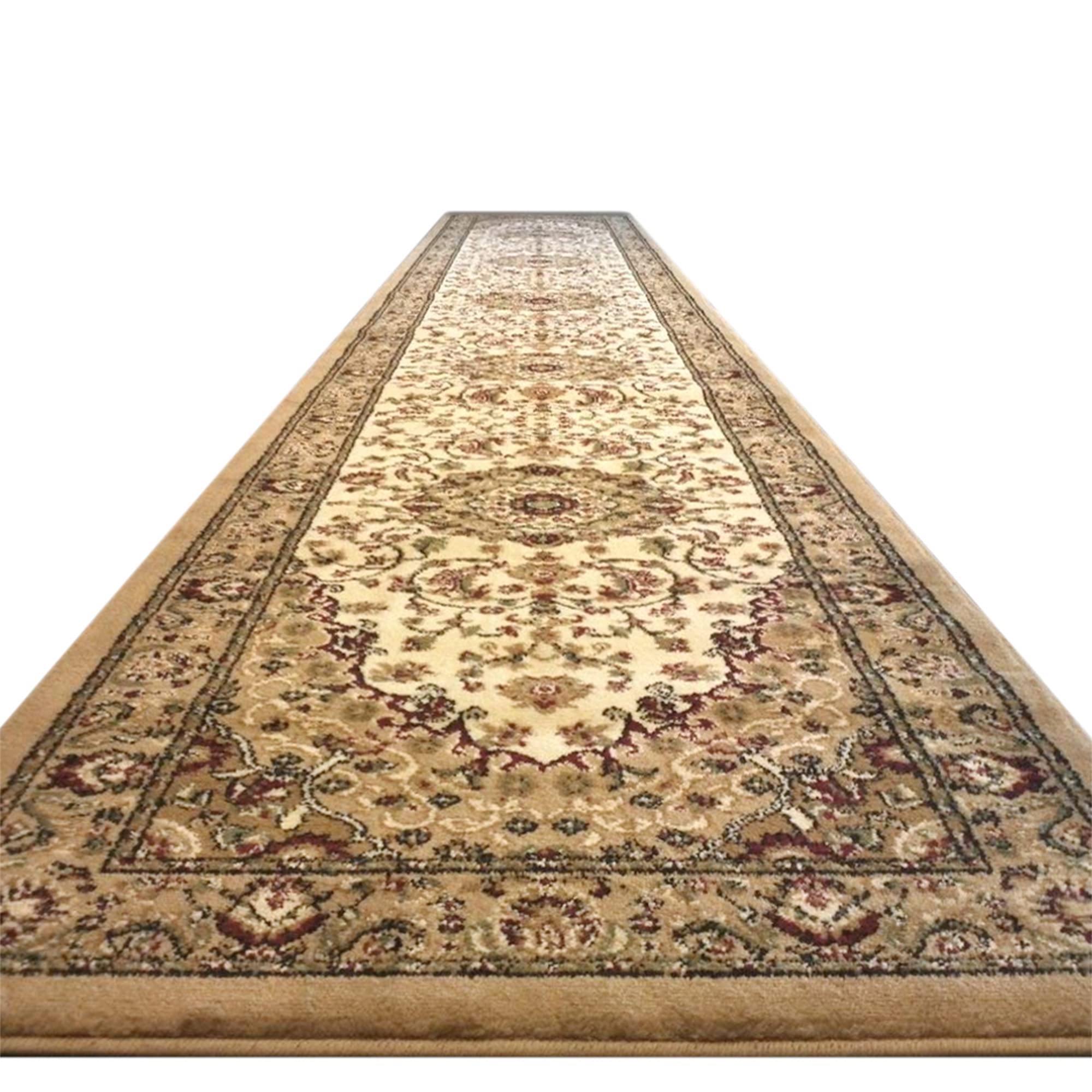 Flash Furniture Mersin Collection Persian Style Area Rug - Olefin Ivory Non-Shedding Fibers - 3' x 20' - Jute Backing - for Hallway, Entryway, Bedroom, Living Room