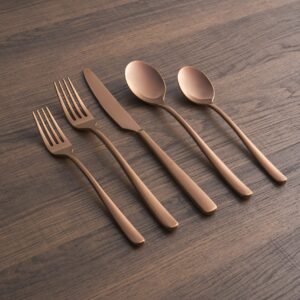 CAMBRIDGE Copper Satin Rise 20-Piece Flatware Set, Service for 4, 0