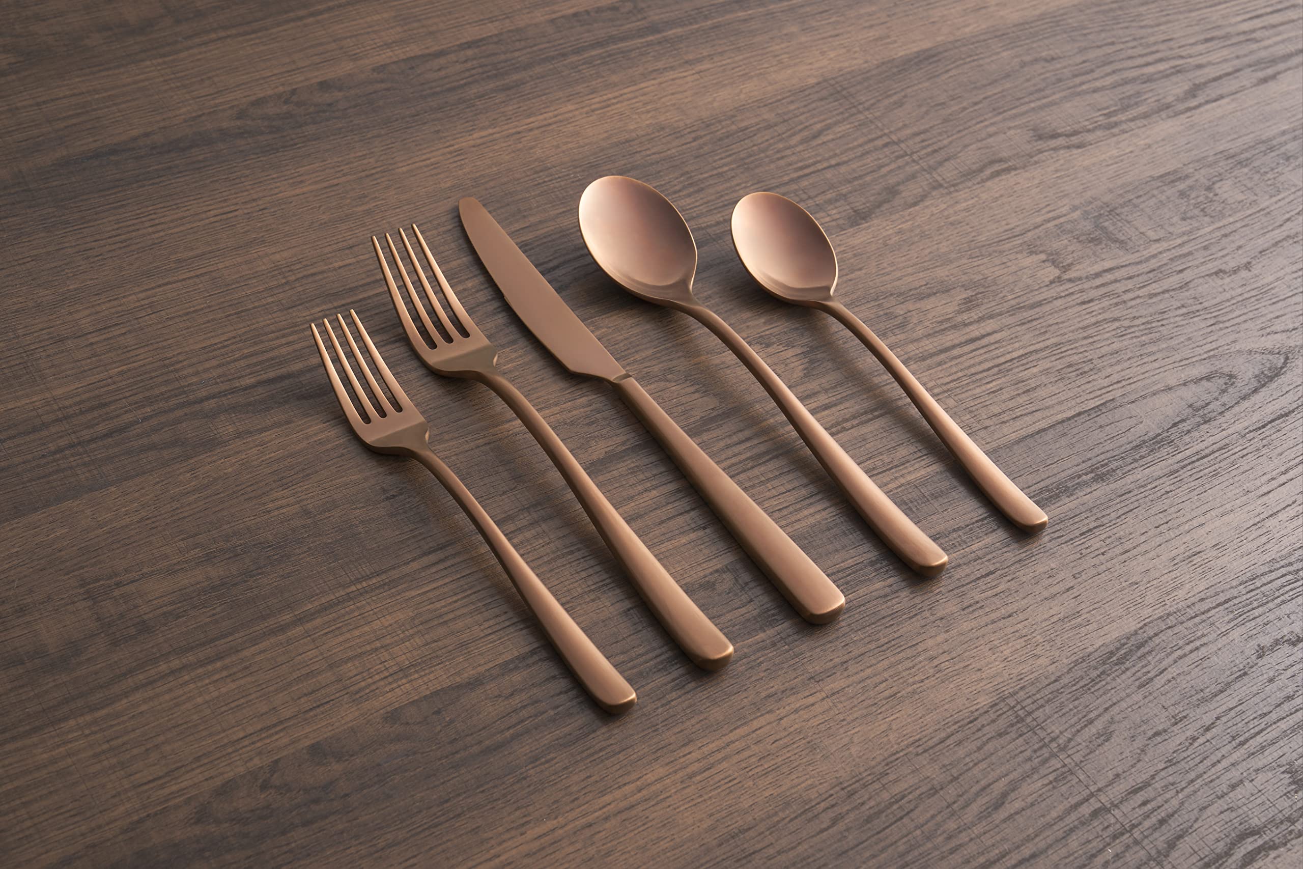 CAMBRIDGE Copper Satin Rise 20-Piece Flatware Set, Service for 4, 0