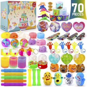 70 pcs party favors for kids 3-5 4-8 8-12 treasure chest carnival prizes box toys for classroom, pinata filler goodie bag stuffers for birthday party, bulk small fidget toys pack for boys girls