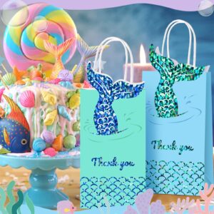 Sabary 18 Pcs Mermaid Party Favor Bags Mermaid Gift Goodie Bags Mermaid Treat Bags Paper Candy Bags with Handles for Girls Mermaid Birthday Baby Shower Little Decorations