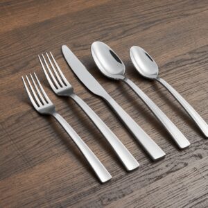 Cambridge Rhyme Mirror Handles 20-Piece Flatware Set, Service for 4, 0, SILVER SATIN