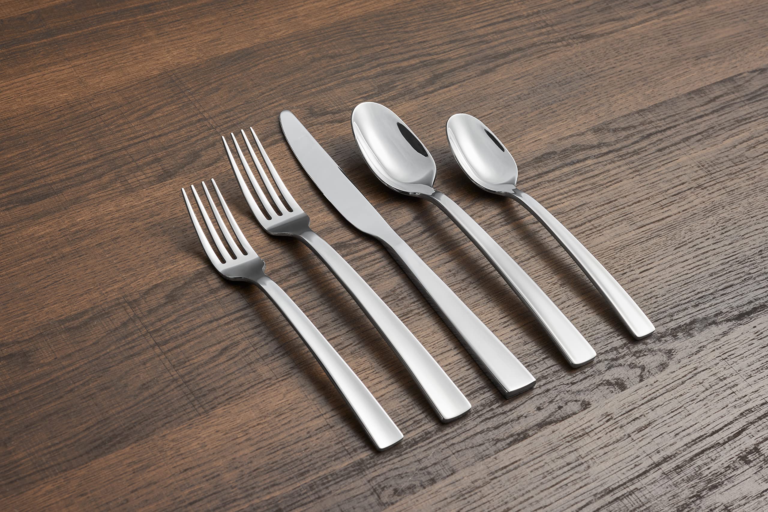 Cambridge Rhyme Mirror Handles 20-Piece Flatware Set, Service for 4, 0, SILVER SATIN