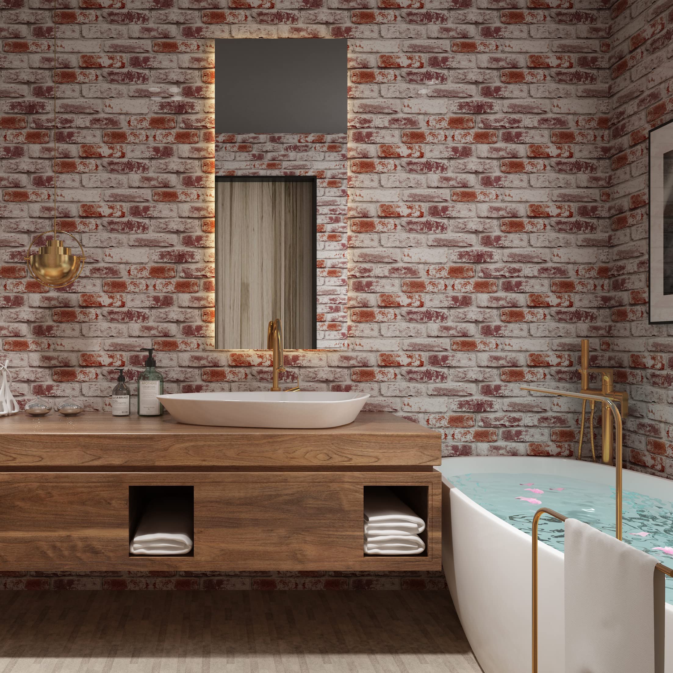 Brick Wallpaper Red Brick Peel and Stick Wallpaper Self-Adhesive Wallpaper Brick Contact Paper 17.7” × 118” Removable Wallpaper 3D Brick Paper for Backsplash Countertop Wall Realistic Brick Textured