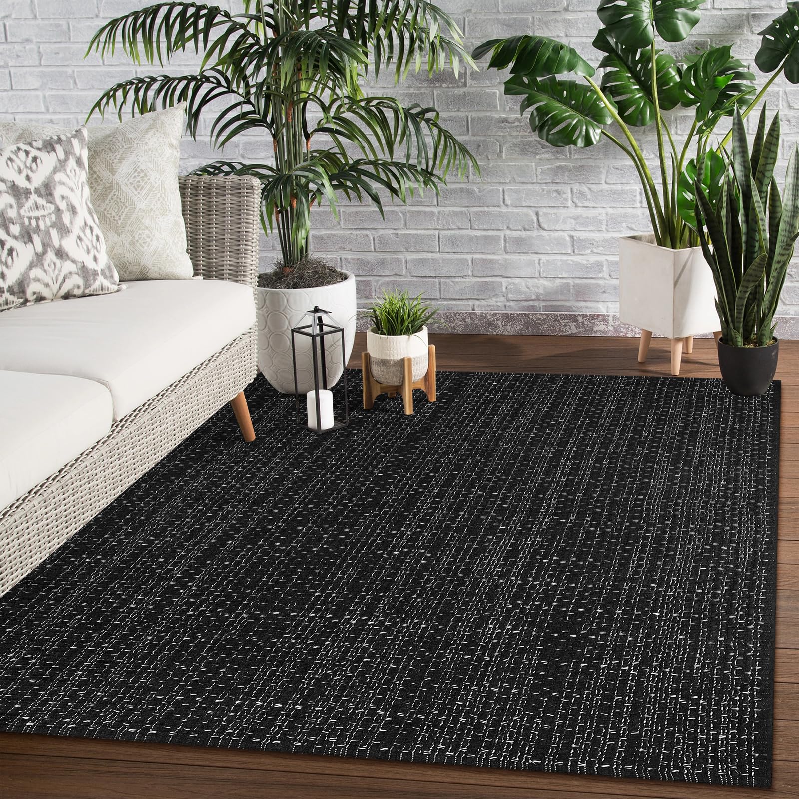 Seavish Outdoor Rug 4X6 Area Rug Washable Kitchen Rug Black and White Striped Rug Cotton Rugs Farmhouse Decor Reversible Laundry Room Mat Small Accent Throw Rugs Patio Rug Front Porch Mat