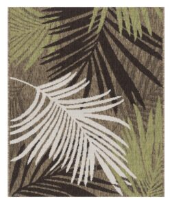 gad yarpeq premium tropical palm tree leaves indoor outdoor area rug (brown-green, 2'7"x 3'3" mat)