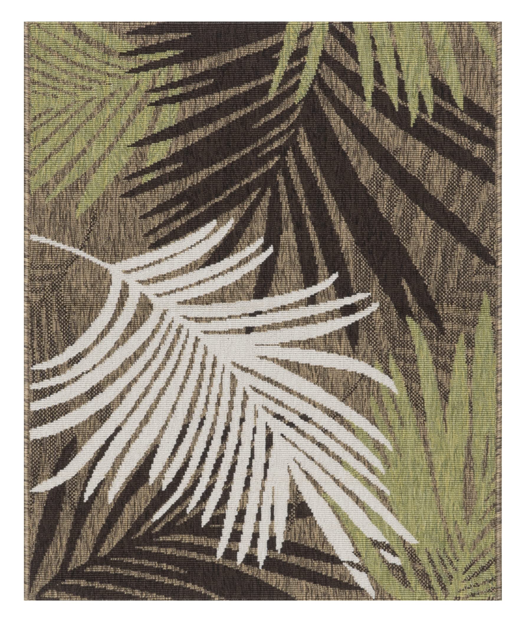 GAD Yarpeq Premium Tropical Palm Tree Leaves Indoor Outdoor Area Rug (Brown-Green, 2'7"x 3'3" Mat)