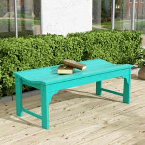 WO Home Furniture 48" Modern Backless Bench, HDPE Plastic, Turquoise