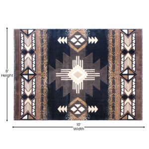 Flash Furniture Mohave Traditional Southwestern Style Area Rug - Rustic Brown Accent Rug - 8' x 10' - Olefin Fibers with Jute Backing