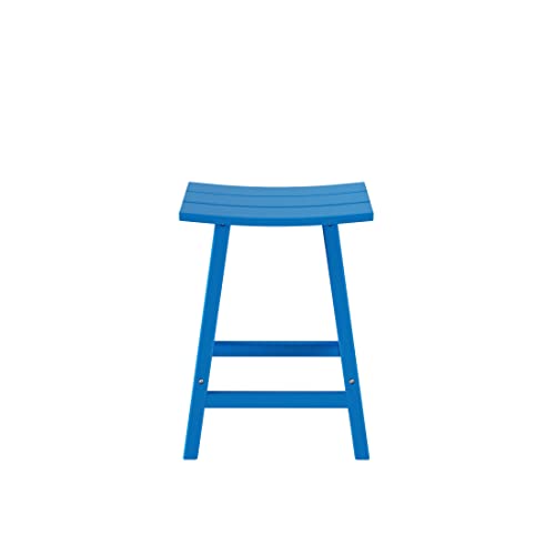 WestinTrends Malibu 24 Inch Outdoor Bar Stools, All Weather Resistant Poly Lumber Adirondack Counter Height Stools, Pacific Blue