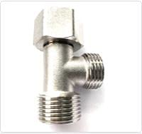 solid metal brass t-adapter, 3-way tee connector for handheld bidet 15/16" and g 1/2 polished nickel