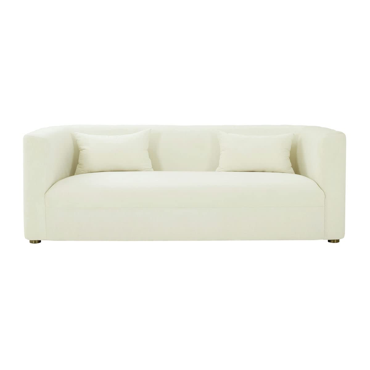 TOV Furniture Callie 29.1" H Modern Velvet Upholstered/Wood Sofa in Cream