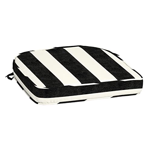 Arden Selections ProFoam Performance Outdoor Seat Cushion 19 x 20, Onyx Black Cabana Stripe