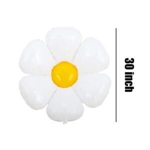 HORUIUS Daisy Balloons White Daisy Flower Balloon Daisy Themed Party Birthday Wedding Decoration Supplies 30inch 5PCS