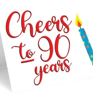 Red Door Inspirations Cheers to 90 Years 90th Birthday Card, Includes Single Card & Envelope